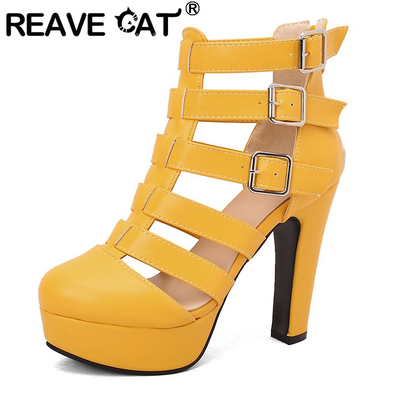 Women Shoes Zipper - REAVE CAT Luxury Female Sandals Round