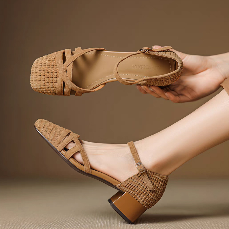 Women'S Shoes Quality - Retro Weave High Heel Sandals Women