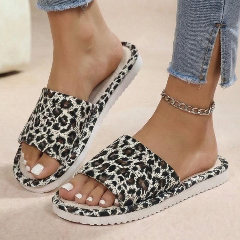 Linen Leopard Women's Slippers - Loafer Flat Women recension och pris