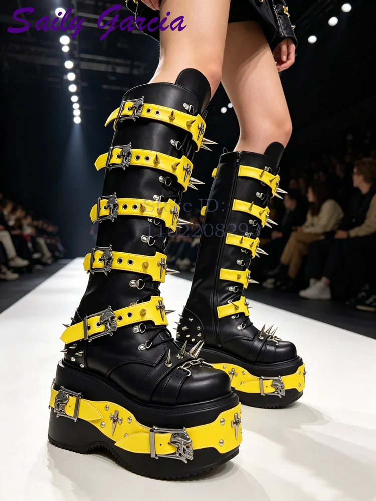 Skull Rivet Punk Knee-high Boo - Women Shoes Size Chart recension och pris