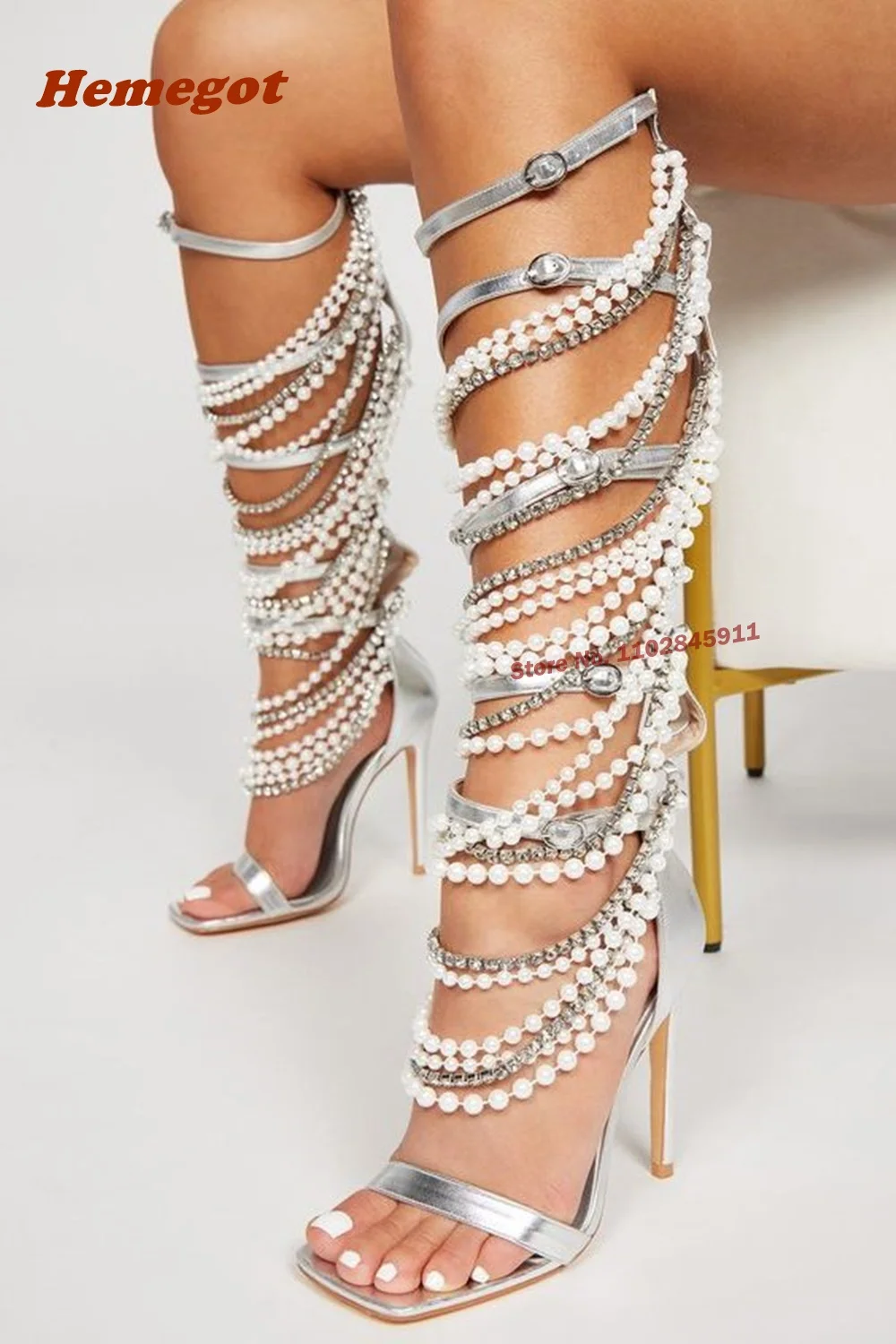 Pearl Metal Chain Sandals Tass - Women Shoes Zipper recension och pris